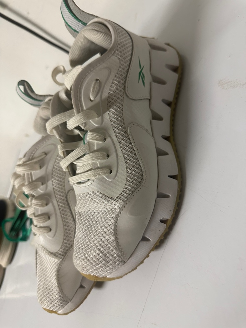 Reebok Cream and Green Athletic Sneakers